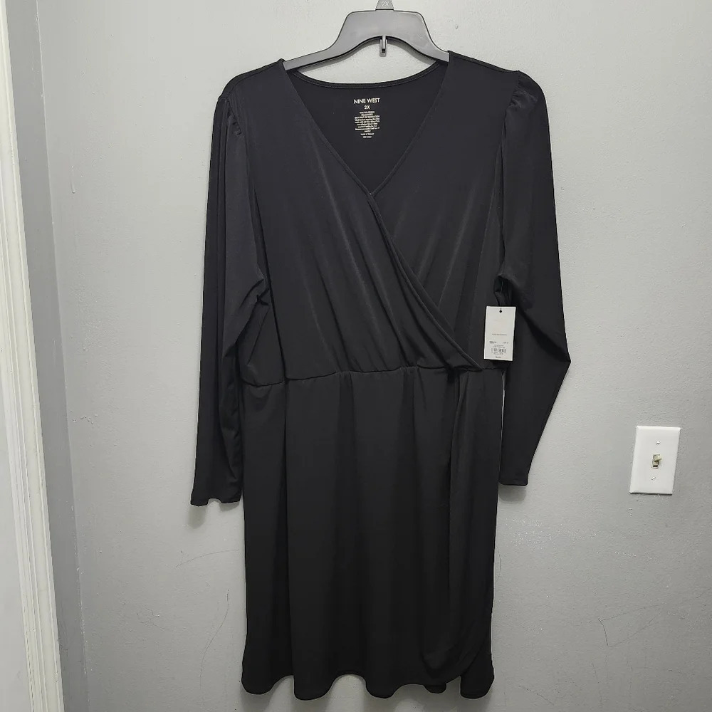 Nine West women's wrap dress size 2X black new with tags classic office …